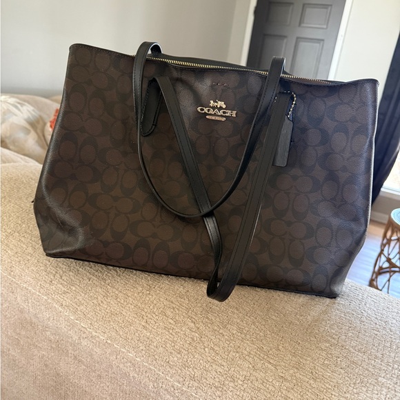 Coach Handbags - Coach Signature Black and Brown Tote